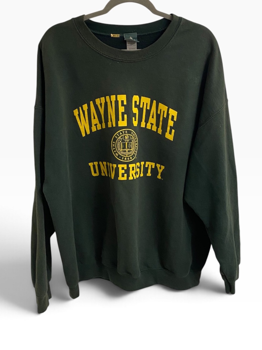 VINTAGE WAYNE STATE UNIVERSITY OVERSIZED GREEN CREWNECK SWEATSHIRT IVY SPORT 2XL